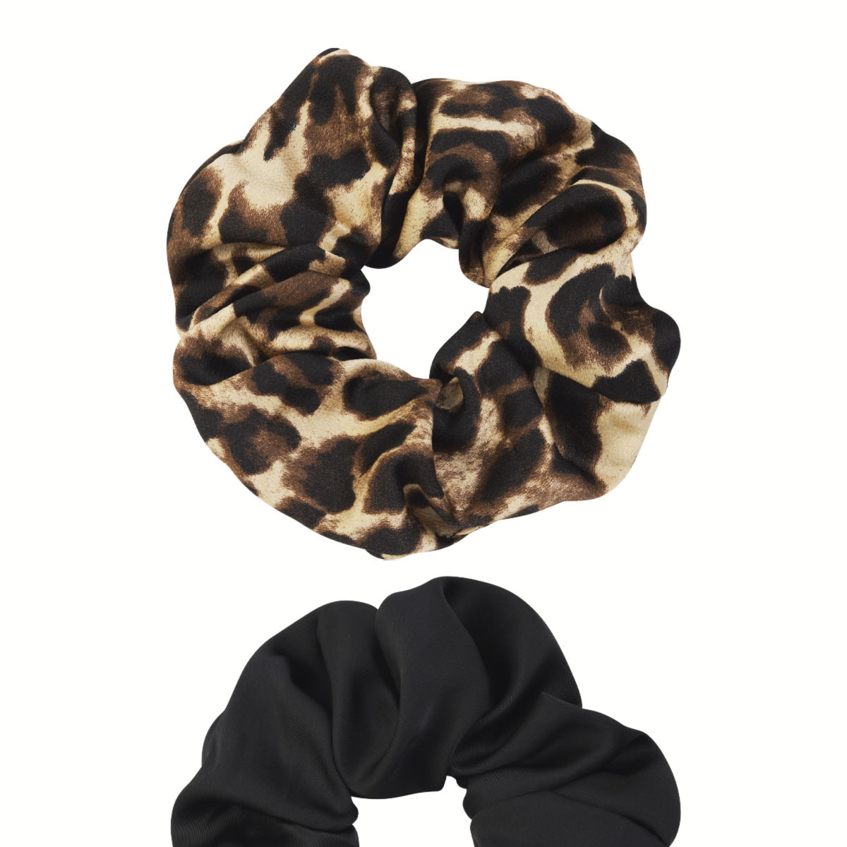 Oboustranná scrunchie gumička – leopard & černá3